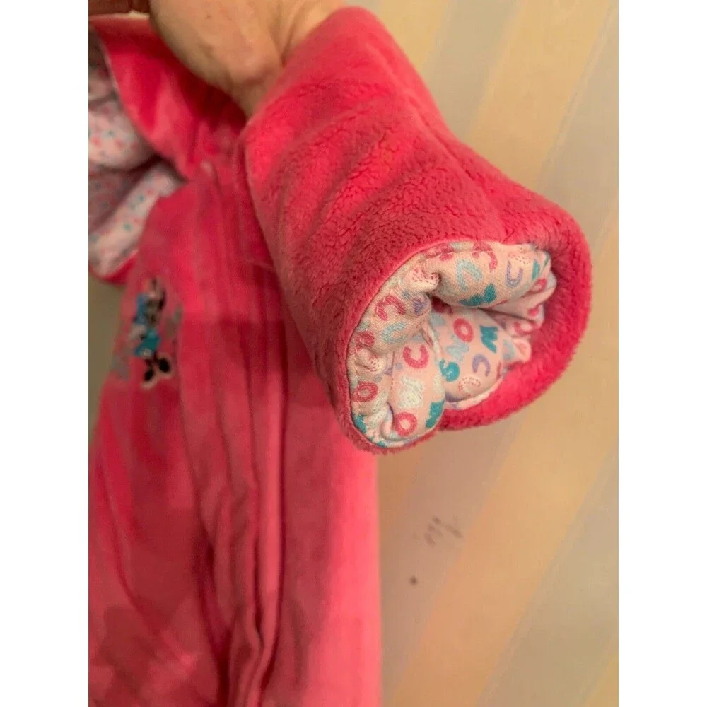 Minnie Mouse Disney Baby 3-6M PINK Cotton Lined Convertible 2 Zip Snowsuit